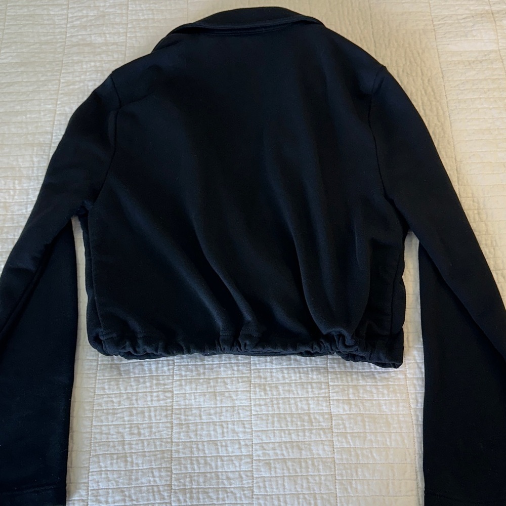 Minimalist Cropped Blazer Sweatshirt Black Athleisure Quiet Luxury Preppy Small - Picture 5 of 6